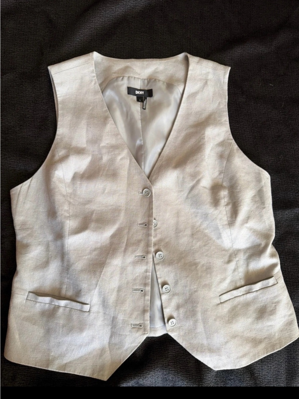 DNY Women's Cream Button-Front Tailored Vest
